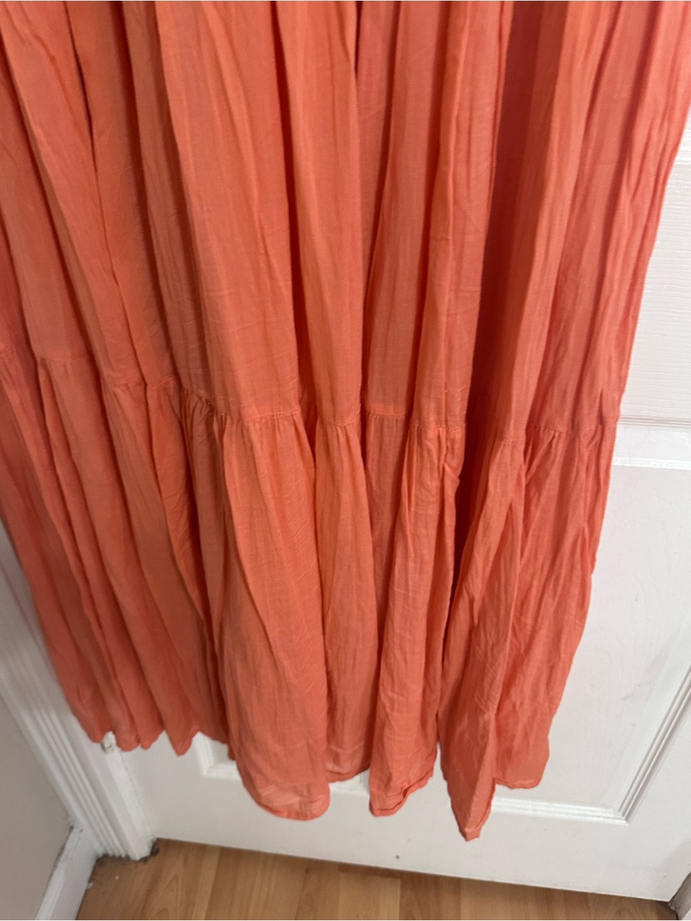 Fads Embroidered Boho Peasant Salmon/coral Midi Dress M Vintage 90s - Picture 6 of 8